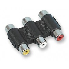3 Way Composite Video & Stereo Audio RCA Phono Socket to RCA Phono Socket Inline Coupler / Adaptor